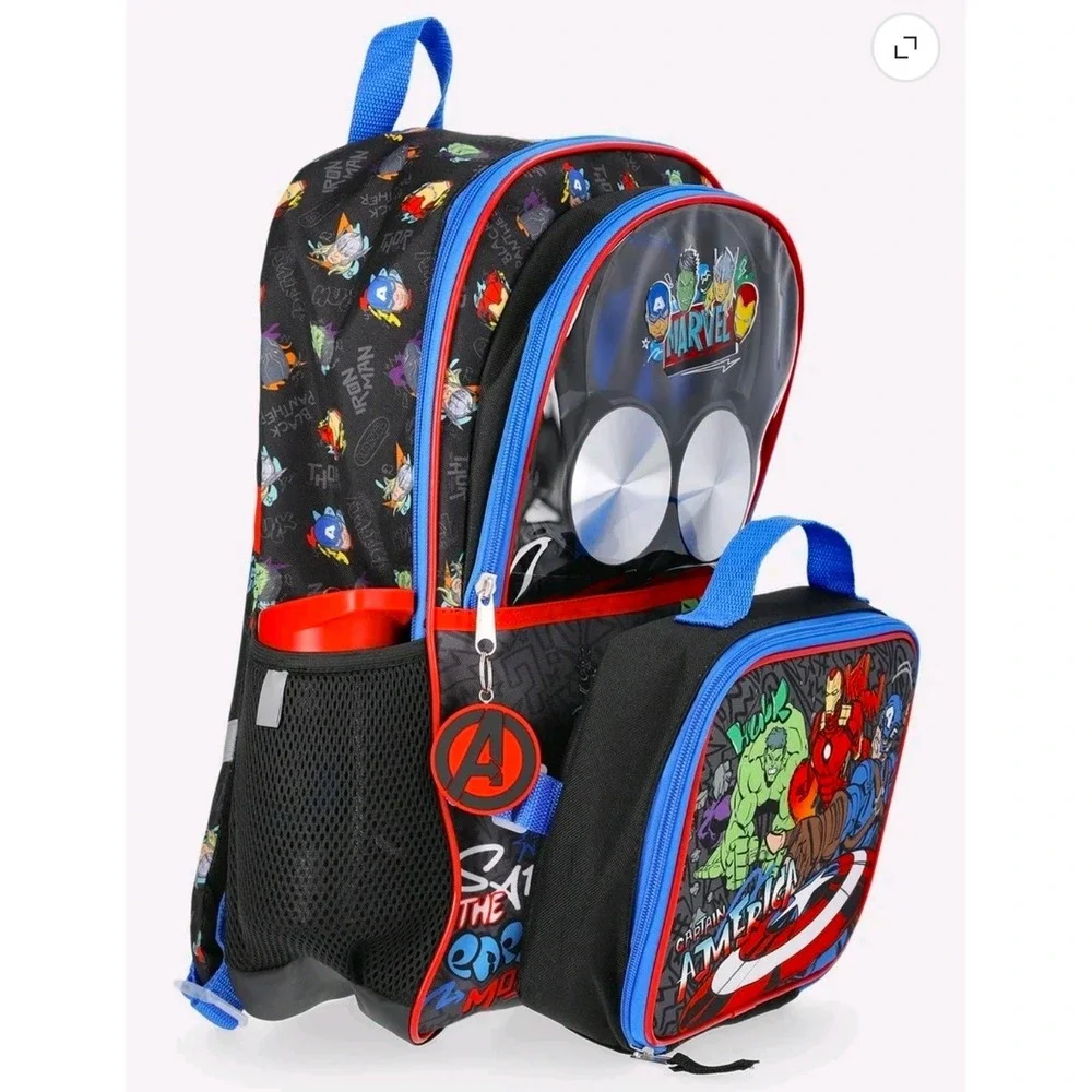 Marvel Avengers 5pc Backpack Set 17 Inch Bag Lunch Kit Headphones Water Bottle